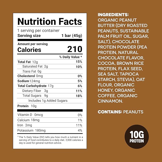 FROPRO Plant Protein Snack Bars - Plant Based Protein Bars, All-Natural, Gluten, Dairy, & Soy Free, High Protein Bars with Low Calories | Coffee, 24 Pack