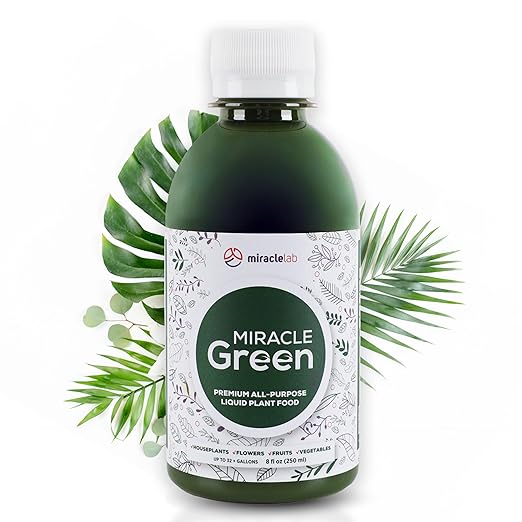 Miracle Green Fast-Acting Liquid Fertilizer- Special Formula with Tree Sap & Yucca Plant Extract - All-Purpose Fertilizer for Houseplants, Flowers, Fruits, Vegetables & Trees (8 oz Plant Food)