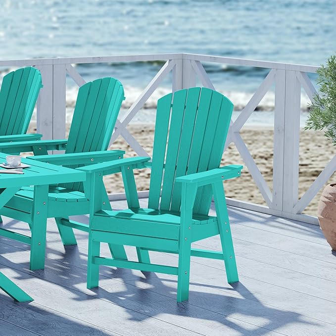 WestinTrends Dylan Dylan Outdoor Patio Shell-Back Adirondack Dining Chair Weather Resistant Turquoise