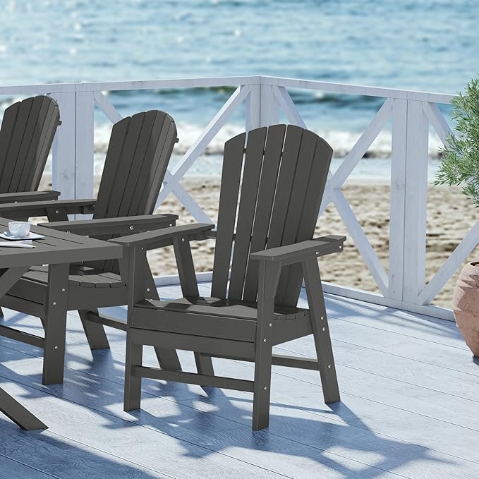 WestinTrends Dylan Dylan Outdoor Patio Shell-Back Adirondack Dining Chair Weather Resistant Gray