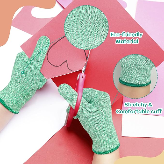 Evridwear Cut Resistant Gloves for Kids 7-9 Years, Level 5 Protection Cutting Gloves Food Grade for Cooking, Whittling, Wood Carving, Gardening and DIY