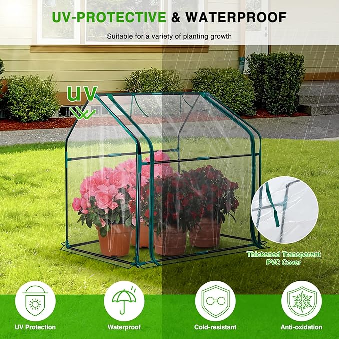 Yesker Mini Greenhouse 36"x18"x33" Portable Small Green House for Indoor Outdoor Greenhouses with PVC Cover Compact Greenhouses Kit for Winter Gardening Balcony Patio Outside Backyard Plant Protection