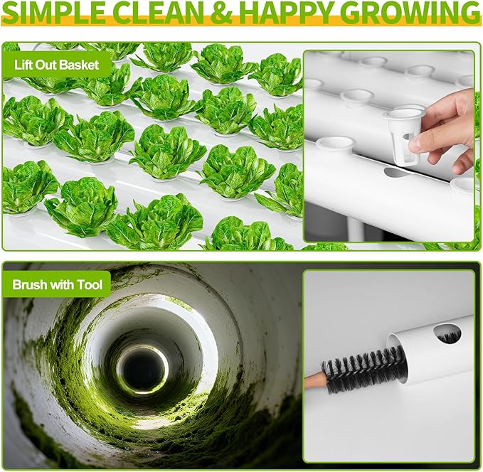 SPECILITE Hydroponics Growing System with Wheels, 3-Tier 108 Plant Sites Food-Grade PVC-U Pipes Gardening kit for Leafy Vegetables, Lettuce, Herbs, Water Pump, Indoor, Outdoor