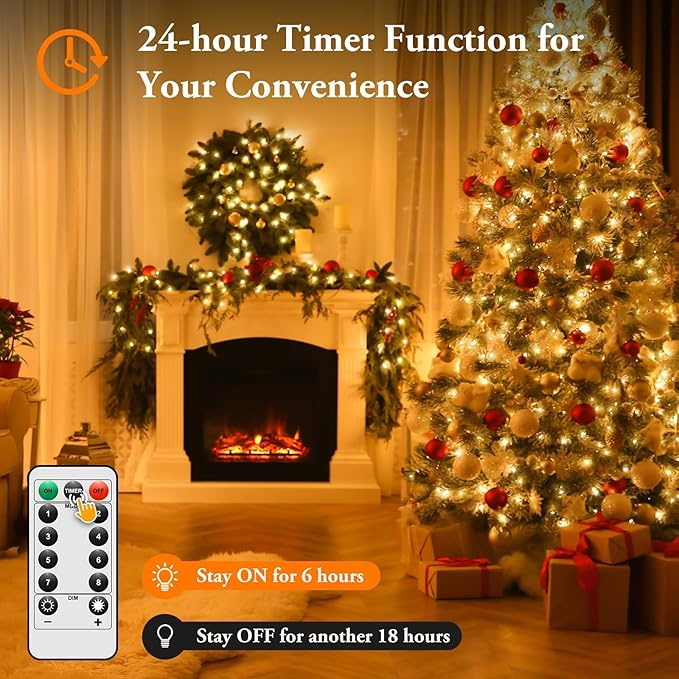 6 Pack 33FT 100 LED Fairy Lights Battery Operated with Timer & Remote, Waterproof Twinkle Lights Indoor Outdoor, 8 Modes Fairy String Lights for Bedroom Classroom DIY Wedding Decorations,Warm White