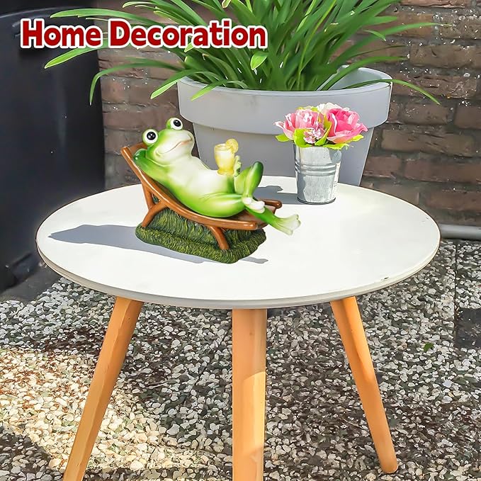Frog Garden Statue Garden Decor for Outside for Yard、Balcony 、Lawn and Gifts for Women, Unique Artistic Housewarming Presents Gift