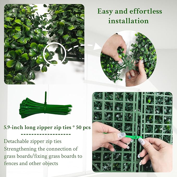DOPGIB Artificial Boxwood Panels,20"x 20"(12P) 4-Layer Leaf UV-Protected Grass Wall Backdrop Panels for Outdoor, Indoor, Garden&Fence Covering Privacy, Backyard and Decor