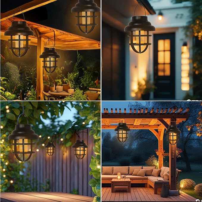 Solar Lights Outdoor Waterproof Hanging Solar Lantern Garden Decor, Hanging Outdoor Lanterns Led Lights for Outside Porch Patio Yard Balcony Pathway