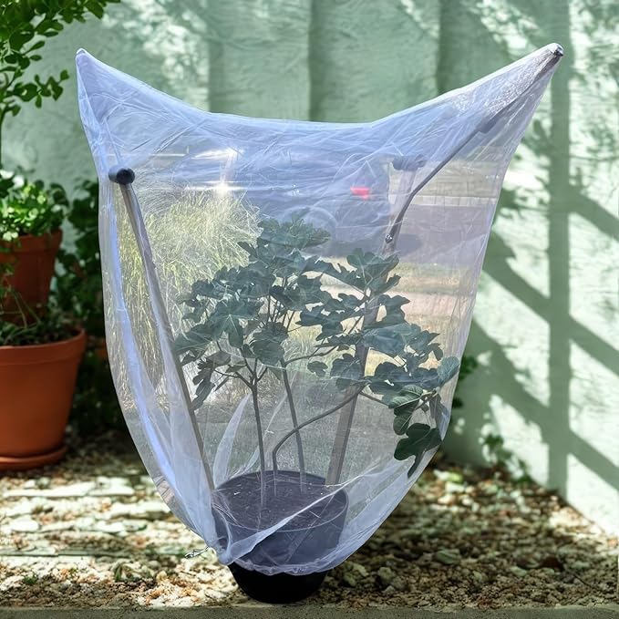 4 Pcs Fruit Tree Netting with Zipper & Drawstring, 4ft x 4ft Insect & Bird Netting for Garden Protection, Ultra-Fine Mesh Garden Netting Pest Barrier, Blueberry Bush Netting Cover