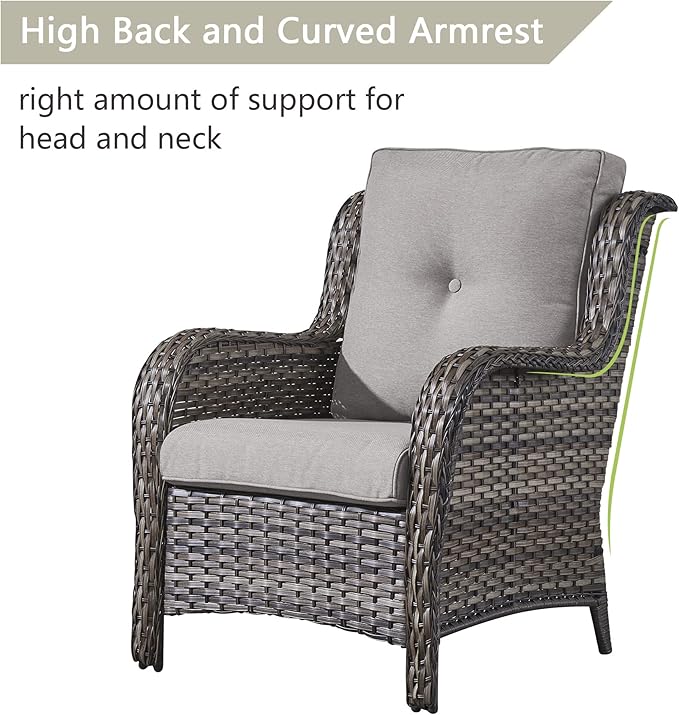 Rilyson Wicker Patio Furniture Chairs Set - 8 Piece Rattan Outdoor Patio Sectional Conversation Sets with Sofa,Armrest Chairs,Coffee Table and Ottomans for Porch Deck Garden(Mixed Grey/Grey)