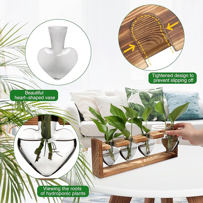 CYZglass Plant Propagation Stations Heart Plant Terrarium Kit Gift for Women Plant Lover Glass Vases