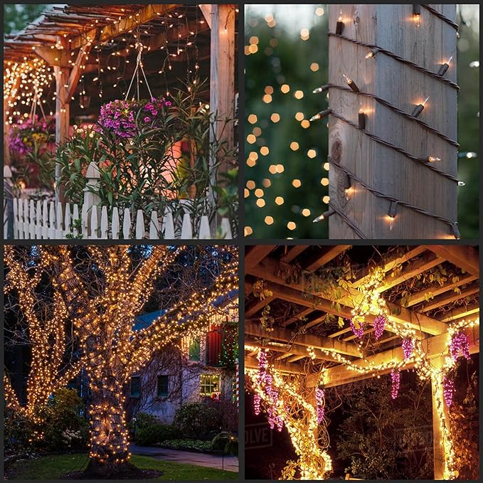 YULETIME 200 Clear Christmas Lights with Brown Wire, Pack of 2 Sets 33 ft 100 Count UL Certified Holiday String Lights (Clear - Brown Wire)