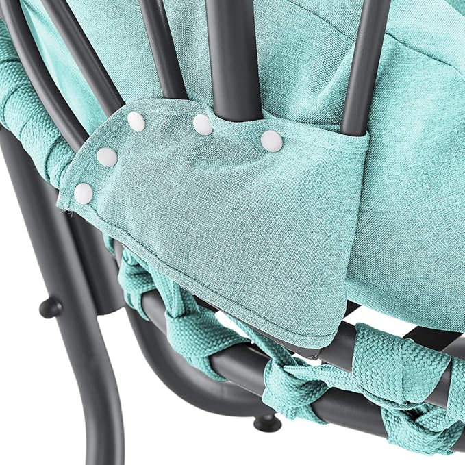 Barton Deluxe Hanging Chair Aqua w/Canopy Sun Shade Deep Cushion Lounge Seating Outdoor Indoor Patio Bedroom Hanging Swinging