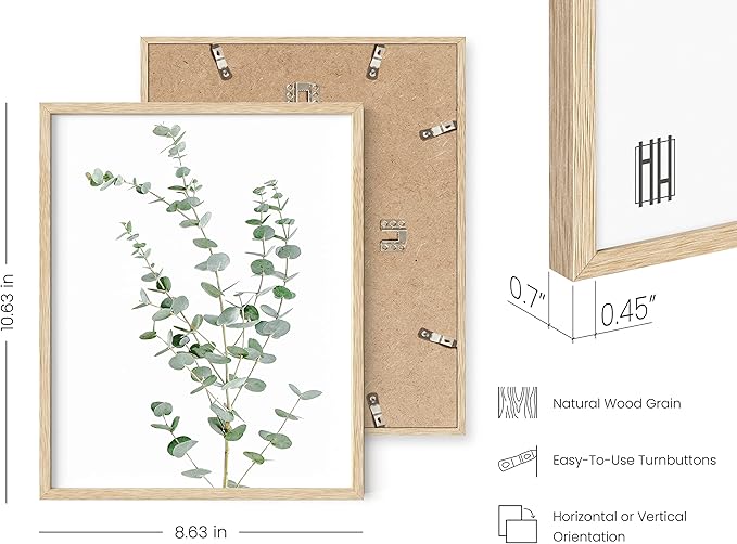 HAUS AND HUES Botanical Plant Wall Art Prints - Set of 4, Plant Wall Decor, Floral Kitchen, Flower Leaves Wall Art, Boho Eucalyptus Decor, Green Botanical Poster (8x10, Beige Frame)