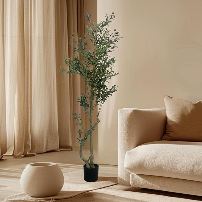 XBrand 70.9-Inches Artificial Olive Tree in Pot for Indoor Outdoor Home Office Store, Great Housewarming Gift