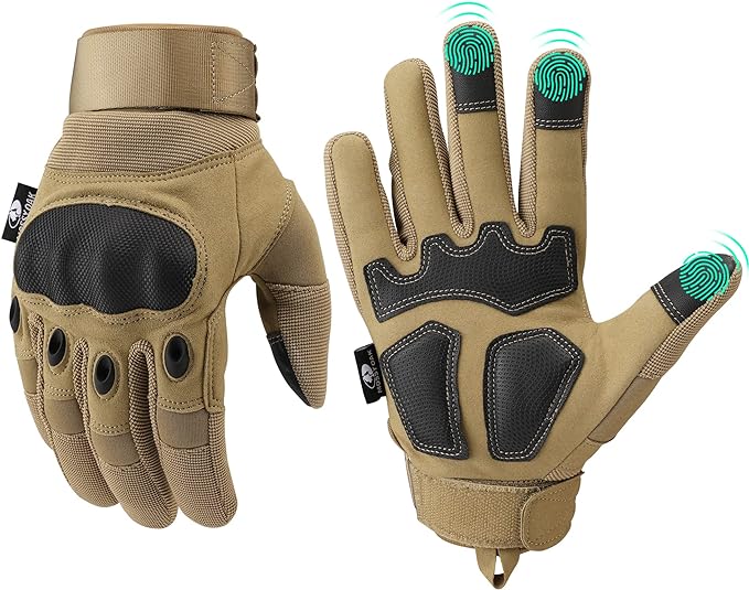 Mossy Oak Tactical Gloves for Men, Touch Screen Airsoft Gloves with Hard Knuckle for Hunting, Paintball, Hiking, Camping