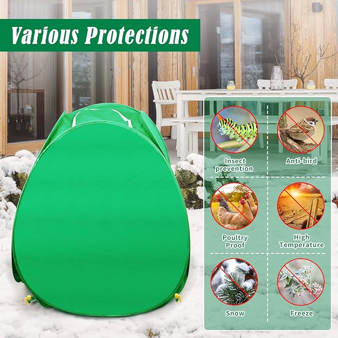 4 Pack Plant Covers Freeze Protection, 28x28x33" Winter Shrub Frost Covers for Outdoor Plants, Warm Plant Protectors Tent for Protecting Fruit Tree Potted Plants and Shrub from Freezing Animals Eating