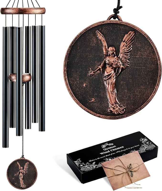 Gabzart Wind Chimes for Outside, Vintage Angel Deep Tone Wind Chime Outdoor Clearance, Memorial/Festivals/Birthday Gift for Mom Dad Women Grandma, Home Garden Patio Decor (32" Angel)