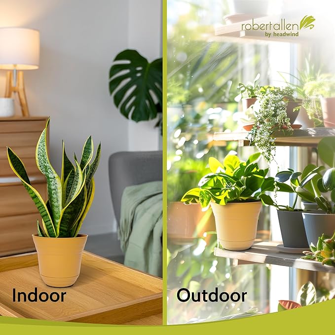 Headwind Traverse Planters – 7" 2 Pack Plastic Plant Pot in Harvest Yellow - Indoor & Outdoor Pots for Plants with Drainage - Decorative Plant Pot, Flower Pots Outdoor for Garden by Robert Allen
