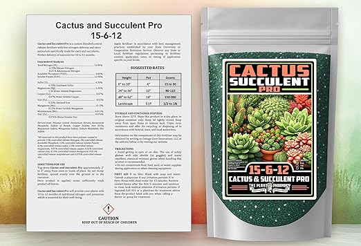 Fertilizer Commercial Grade | Cactus & Succulent Pro 15-6-12 | 5 Ounces | Custom Professional Mix Blend | Low-Nitrogen Blend | 10–12 Month Controlled Release | Micronutrients for Cacti & Succulents