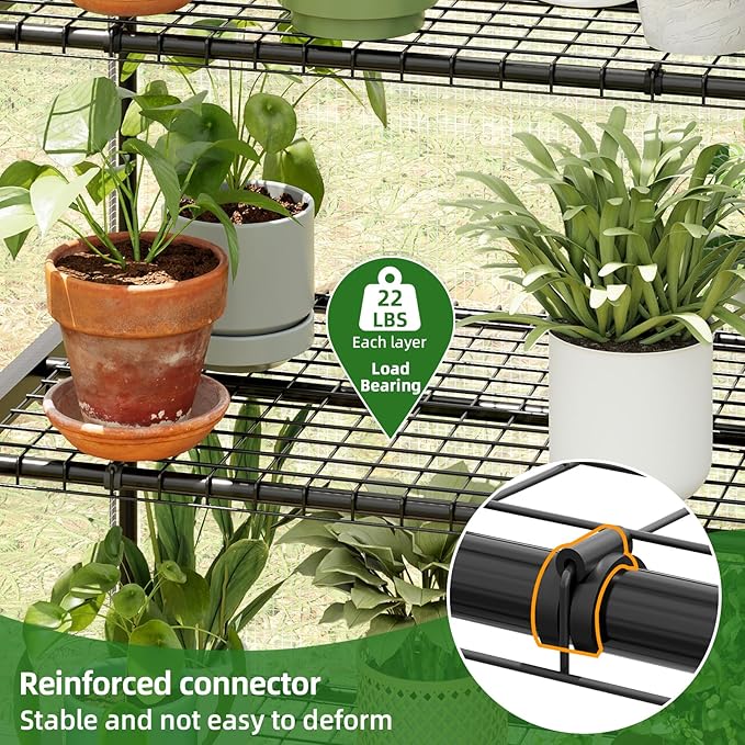 Superlele Mini Greenhouse, 4 Tier Indoor Greenhouse, 19.3x27.2x62in Vertical Plant Green House with Adjustable Shelves, Reinforced White PE Mesh Cover, Heavy Duty Steel Frame for Outdoor
