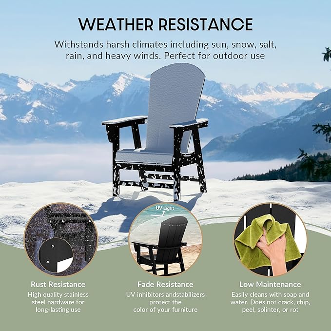 WestinTrends Malibu Malibu Outdoor Patio HDPE Plastic Adirondack Dining Chair Black