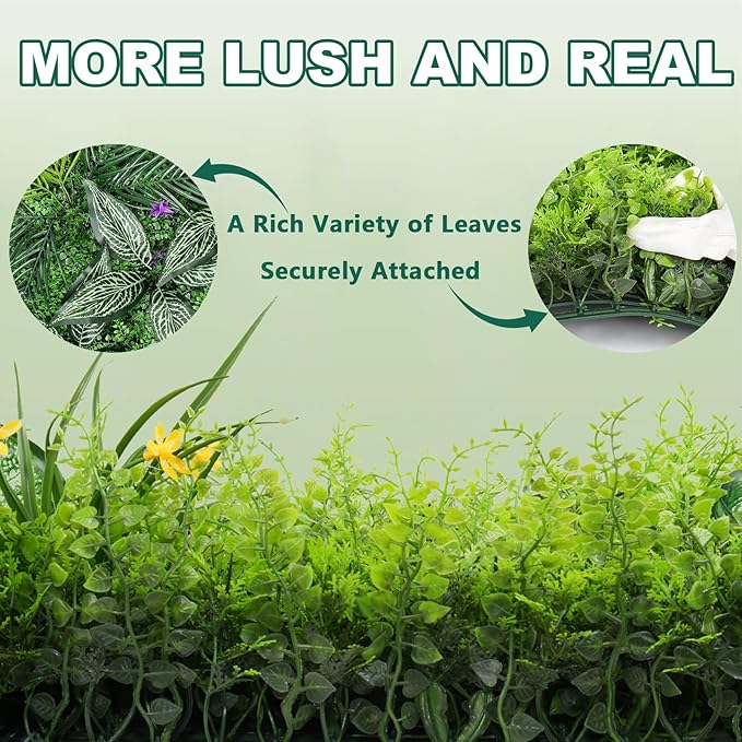 Yangrass Artificial Grass Wall Backdrop Panels, 20''x40'' 6pcs Boxwood Hedge Panels Privacy Screen with UV Protection, Fake Greenery Wall Panels Decor for Garden Indoor Outdoor