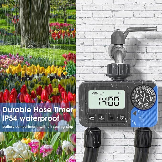 Sprinkle Timer Water Timer for Garden Hose: Irrigation Timer System for Yard Lawn with 2 Outlets - Smart Programmable Watering Timer