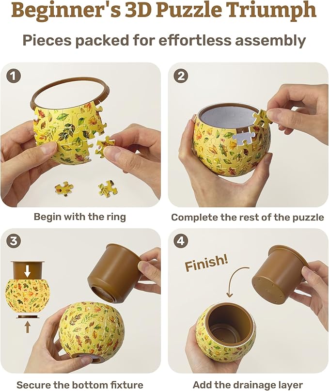 PieceRelax 3D Puzzle Planter 80 Pieces - Flower Pot - Bird of Paradise, Home Decor Flower Pots for Indoor Cactus, Succulents Pots [K1106]