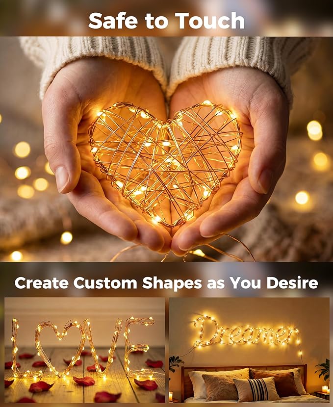 Plug-in Fairy Lights, 33 Ft 100 LED String Light with Remote, 8 Modes, Timer and Dimming Twinkle Lights for Indoor, Bedroom, Party, Decoration, Holiday, Warm White