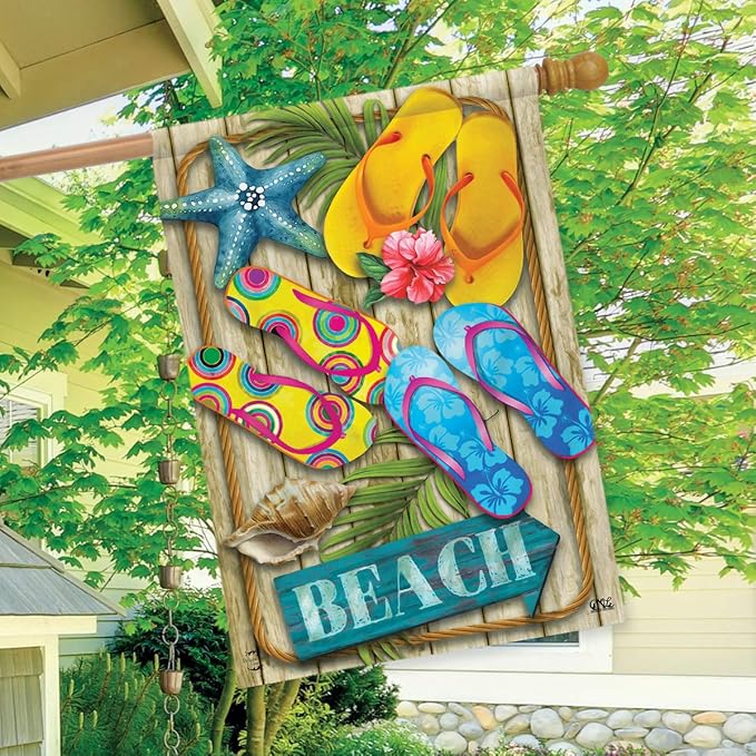 Briarwood Lane House Flag 40x28 For Outdoor Flip Flops Beach Summer For Summer House Flag
