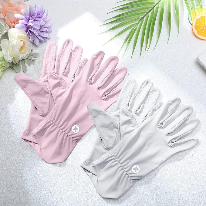 Loopeer 2 Packs Women Sun Protection Driving UV Gloves Full Finger Touchscreen Non Slip Breathable Summer Outdoor Gloves