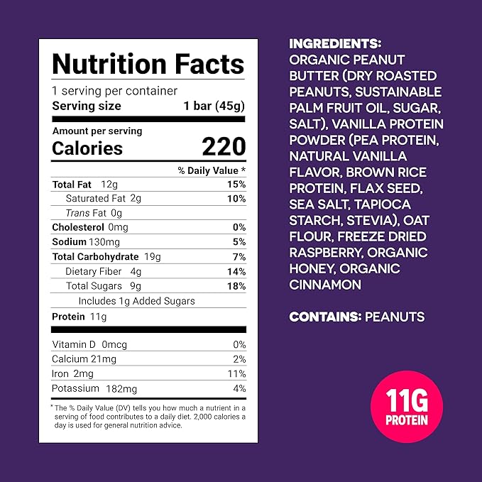 FROPRO Plant Protein Snack Bars - Plant Based Protein Bars, All-Natural, Gluten, Dairy, & Soy Free, High Protein Bars with Low Calories | PB & J, 12 Pack
