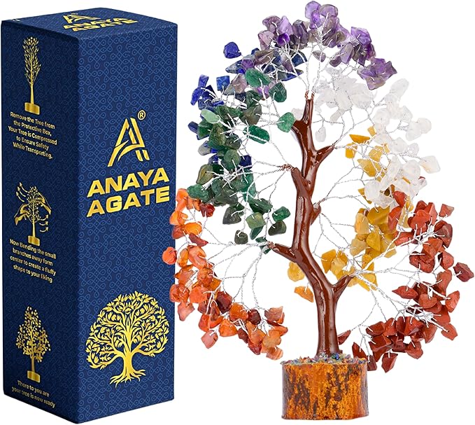 ANAYA AGATE 7 Chakra Crystal Tree Birthday Gifts for Women Healing Crystal Tree of Life Sister Birthday Gifts Room & Home Decor Gift for Mom Her Positive Energy New House Warming Gift Women Unique