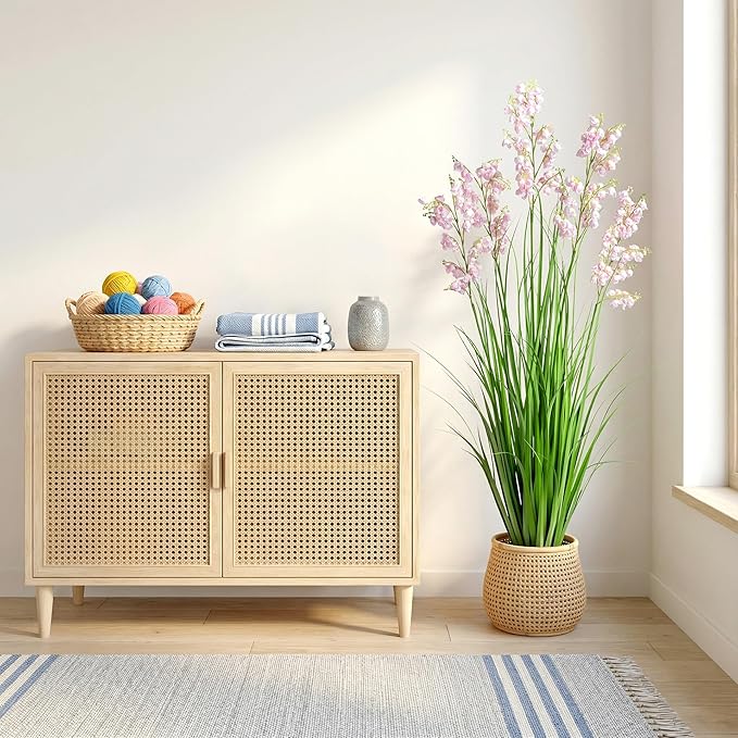 Ttranewsoo Green Onions Home Decor Fake Plants Lily of The Valley Snake Plant Home DéCor Accents Artificial Grass Room Decor Artificial Plants Indoor Artificial Grass 47" 2PCS（Pink）