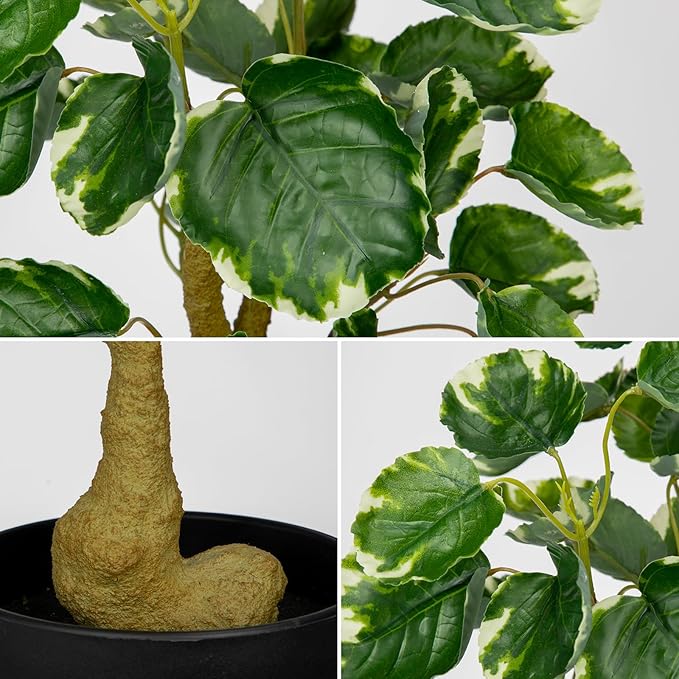 18 Inch Fake Money Tree Plant Indoor Potted Plants Artificial Pachira Money Tree Small Faux Plants in Black Pot Good Luck Excellent Gift Fortune Plant