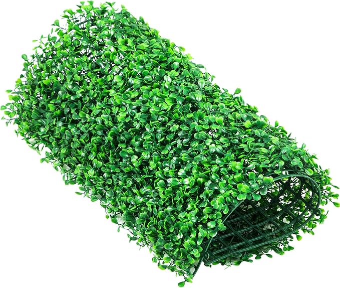 VEVOR Artificial Boxwood Panels 24pcs, 10 x 10 in Boxwood Hedge Wall Panel Artificial Grass Backdrop, 1.6 in Green Fake Grass Wall for Privacy Fence Decor Indoor Outdoor Garden Backyard