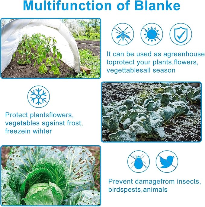 NONMON 2 Pack Plant Covers Freeze Protection 10 x 30FT 1.2oz Frost Cloths Forst Blankets for Winter Floating Row Cover Frabic Plant Cover for Outdoor Vegetables Garden