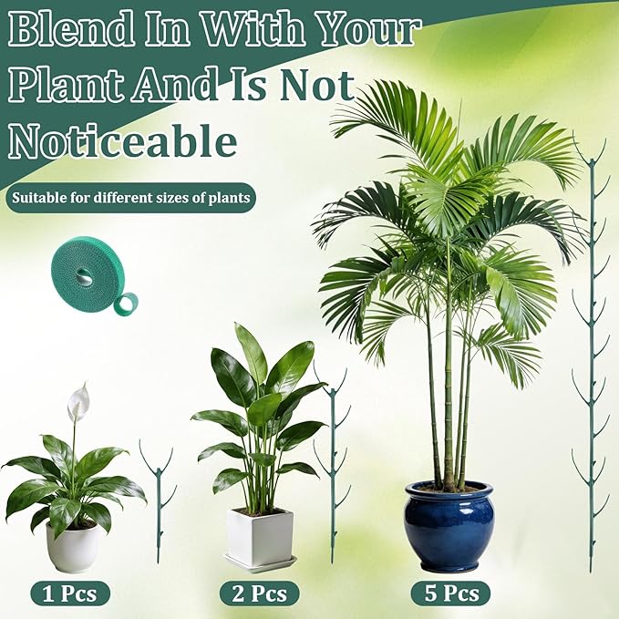 5 Pack Stackable Monstera Plant Support, 11'' Plastic Plant Support Stakes for Indoor & Outdoor Use, Plant Sticks for Climbing and Potted Plants, Pothos, Philodendron