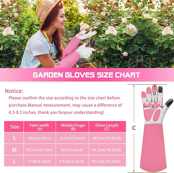 SLARMOR Long-Gardening-Gloves for Women/Men - Thorn Proof Rose Pruning Gloves Heavy Duty Gauntlet, Best Garden Gifts for Gardener-L