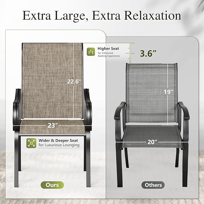 Sophia & William Patio Dining Chairs Set of 2 Outdoor Chairs High Back Textilene for Lawn Garden Backyard Poolside Weather Resistant