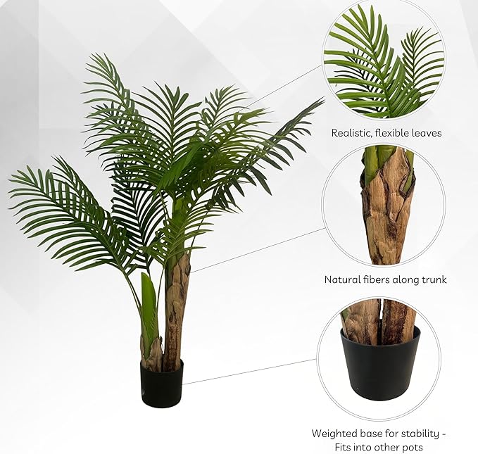 XBrand 47.2-Inches Artificial Palm Tree in Pot for Indoor Outdoor Home Office Store, Great Housewarming Gift