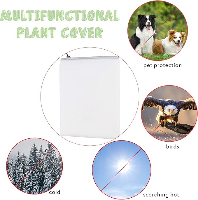 Cthenqeeu Plant Covers Freeze Protection - Shrub Cover, Winter Tree Cover with Drawstring for Season Extension & Frost Protection, White (1 Pack, 84x72 in)