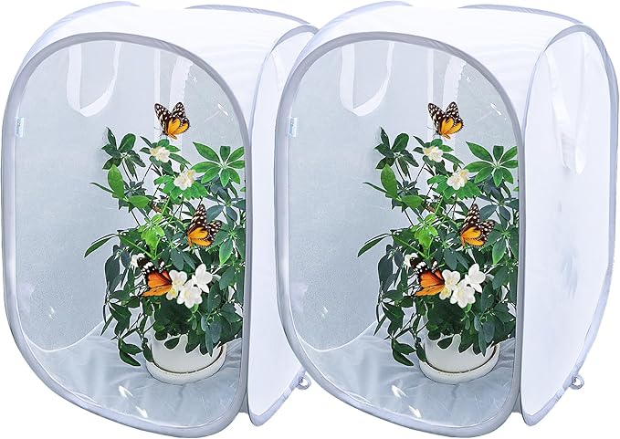 Pop-up Insect and Butterfly Habitat Cage Terrarium Clear Mesh Enclosure - 16" x 16" x 24"