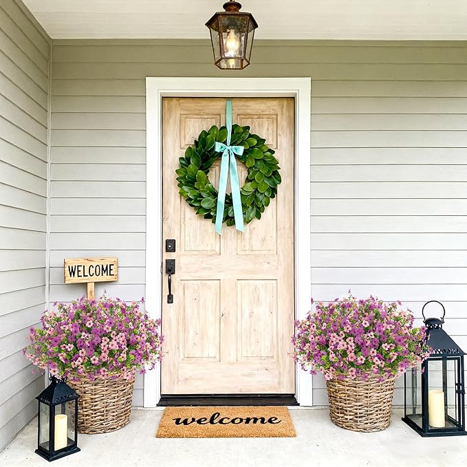 INXUGAO Artificial Fake Flowers Plants for Outdoor Spring Summer Decor, 12 Bundles Faux Silk Flowers for Outdoor Outside Planter Colorful Daisy UV Resistant Look Real for Front Door Porch Patio Yard