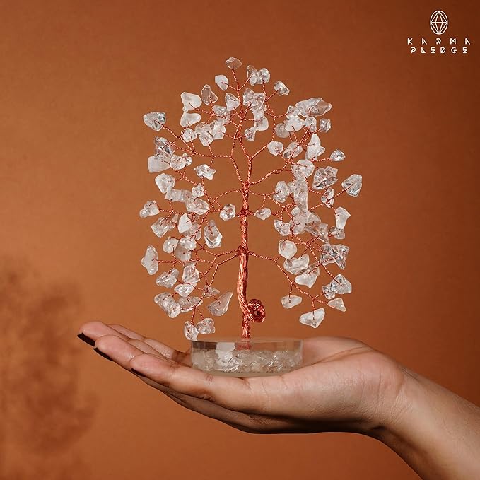 Crystal Tree for Home and Office Decor, Clear Quartz Chakra Healing Stones Handmade Feng Shui Tree of Life for Positive Energy, Money, Good Luck, Christmas Decor, Birthday Gifts for Women, Mom