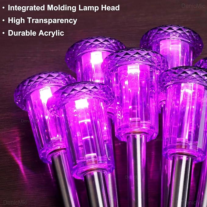 DenicMic Halloween Solar Lights Outdoor 15 Pack Waterproof Purple LED Stainless Steel Stake Outside Lights for Yard Pathway Garden Driveway Walkway Landscape Path Halloween Decorations Outdoor