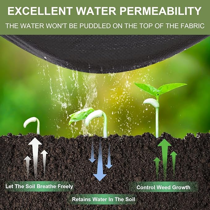 Custom Size 3.5oz Weed Barrier Landscape Premium Fabric-Heavy Duty Woven Ground Cloth with Superior Permeability Weed Control Convenient Design, No Cutting, No Messy Trimmings, Zero Waste
