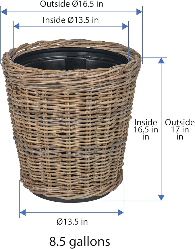 Kouboo - Rattan Kobo Classic Cylinder Indoor & Outdoor Planter Basket, Plant Pot (Small)