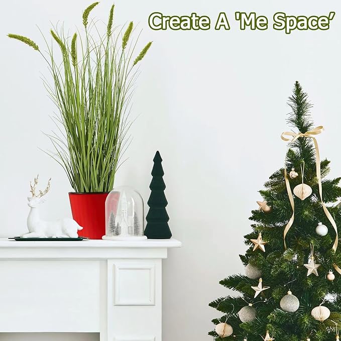 Ttranewsoo Green Onions Fake Plants,Artificial Plants Indoor, Fake Grass Decor Green Plant Fake Outdoor Flowers Fake Succulents,Artificial Tall Grass Plants with Pots House Decorative (47" 1 Pack)