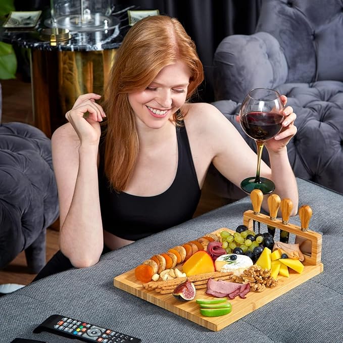 RoyalHouse Personalized Charcuterie Board, Custom Bamboo Engraved Cheese Board, Perfect for Weddings, Bridal Showers, and Special Occasions